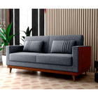 Sofá Cama Pala 203cm Reclinável Courino Marrom | Linho Cinza